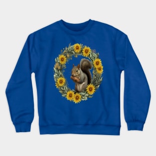 Gray Squirrel With Yellow Flower Wreath Kentucky State Tattoo Art Crewneck Sweatshirt